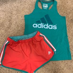 Adidas running shorts with tank top